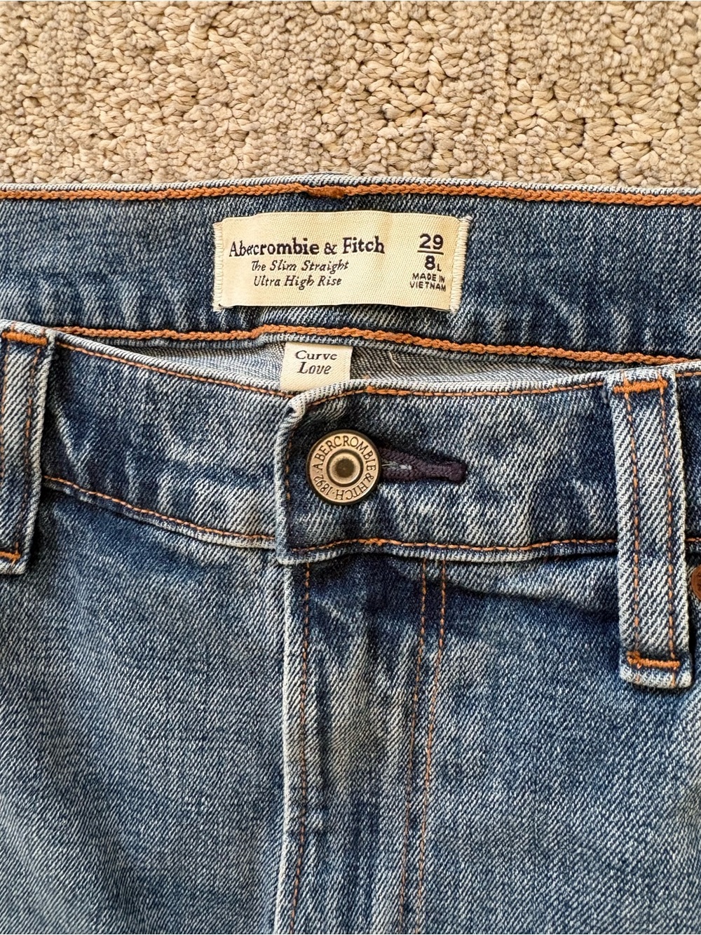 Abercrombie & Fitch High-Rise curve Love Blue Straight Jeans Mom Jeans Size 29 - Picture 3 of 5
